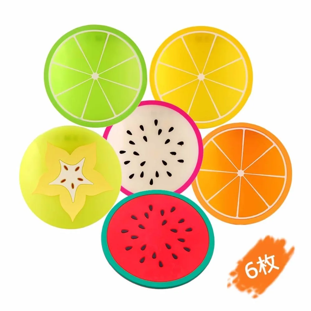 6 pcs Colorful Hot Drink Holder Jelly Color Fruit Shape Coasters Creative Skid Insulation Silicone Gel Cup Mat Pad
6 pcs Colorful Hot Drink Holder Jelly Color Fruit Shape Coasters Creative Skid Insulation Silicone Gel Cup Mat Pad
