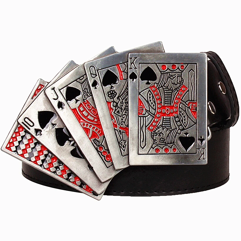 Fashion New men's leather belt metal buckle Poker design needle knot punk rock belts exaggerated style belt hip hop girdle
Fashion New men's leather belt metal buckle Poker design needle knot punk rock belts exaggerated style belt hip hop girdle