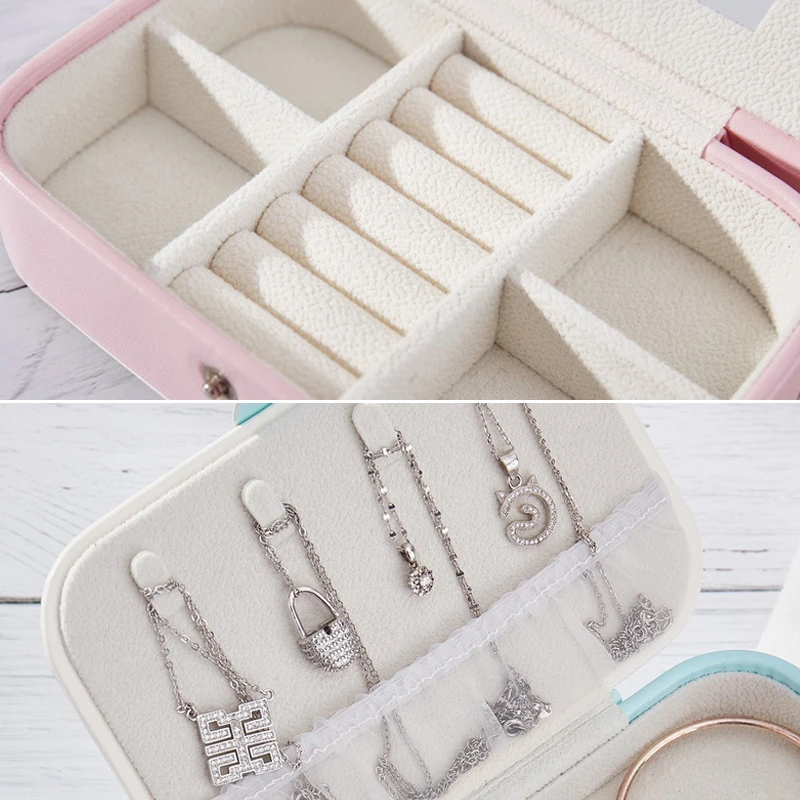 Double Layer Makeup Organizer Women Fashion Necklace Earrings Rings Collection Box With Mirror Travel Jewelry Storage Supplies
Double Layer Makeup Organizer Women Fashion Necklace Earrings Rings Collection Box With Mirror Travel Jewelry Storage Supplies