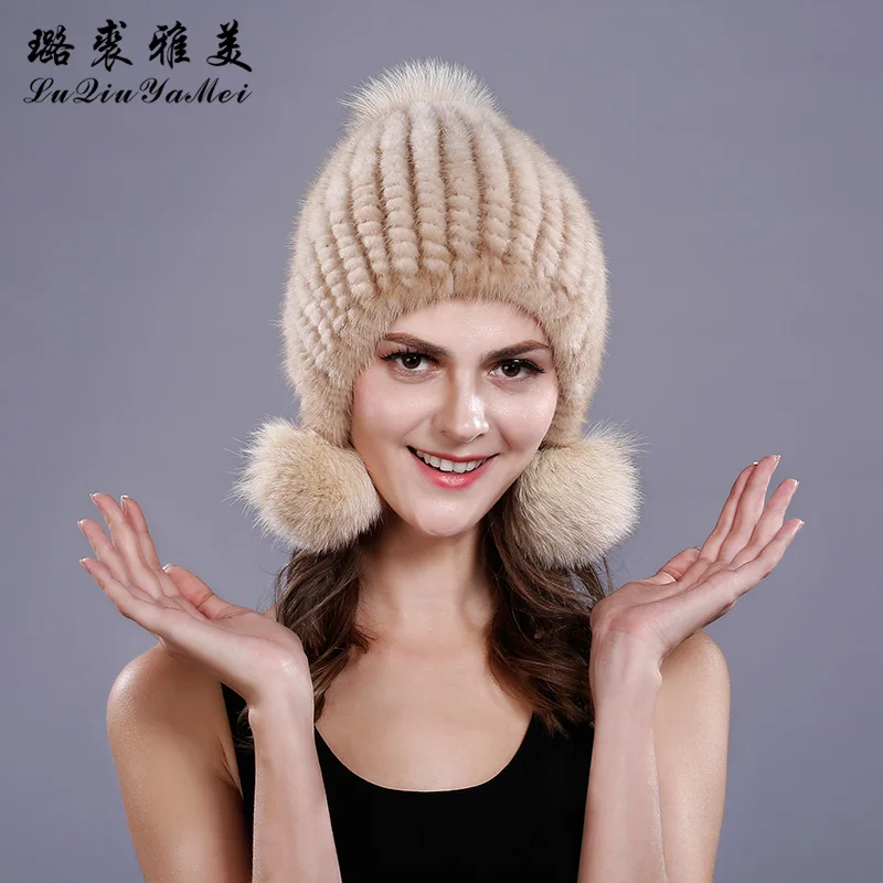 Mink Fur Hat Caps Female Winter New 2020 Casual Genuine Fur Knitting Cap Elegant Russian Real Mink Fur Pompoms Beanies Hat Women
Mink Fur Hat Caps Female Winter New 2020 Casual Genuine Fur Knitting Cap Elegant Russian Real Mink Fur Pompoms Beanies Hat Women