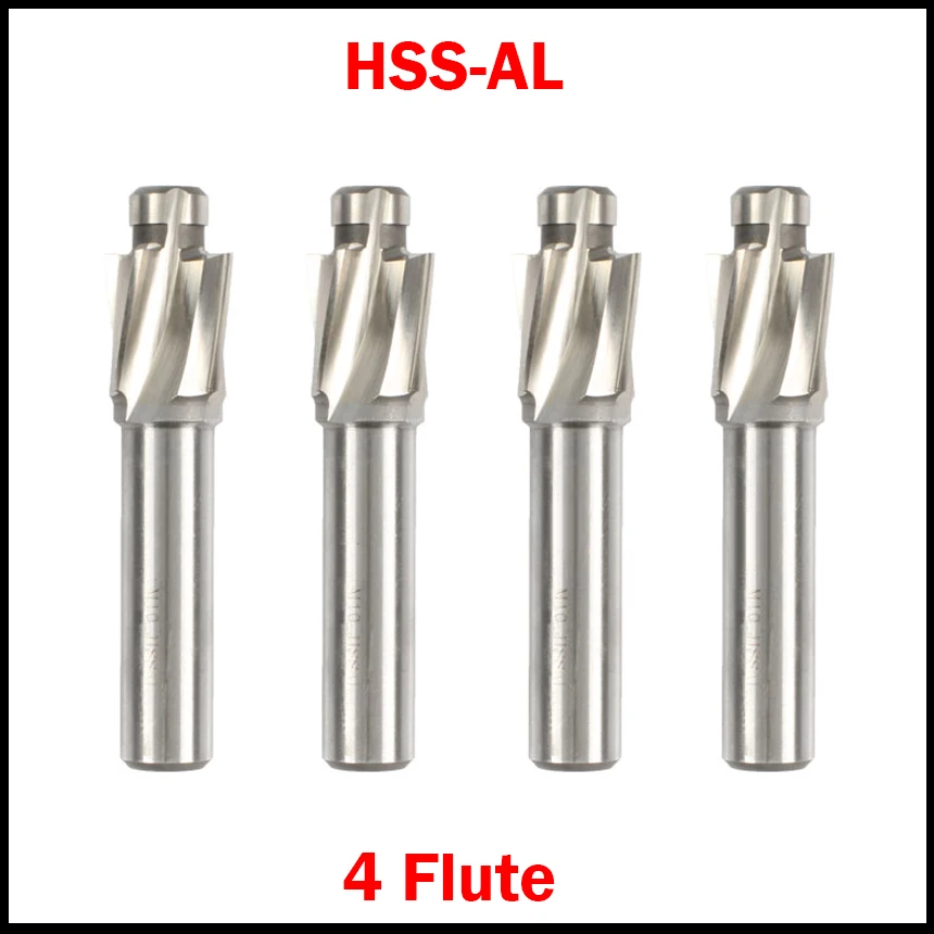 M10 10.3*17.6 10.3x17.6 HSS-AL 4 Flute Piloted Countersink Router Drill Bit Counterbore Flat End Mill Milling Cutter
M10 10.3*17.6 10.3x17.6 HSS-AL 4 Flute Piloted Countersink Router Drill Bit Counterbore Flat End Mill Milling Cutter