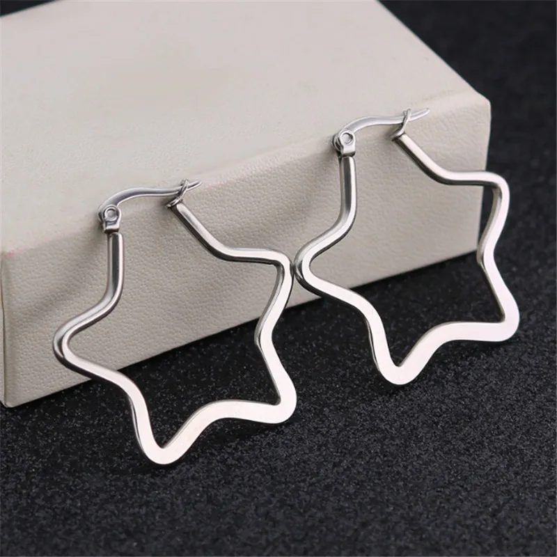 New Punk Silver Color Exaggerated Stud Earring For Women Men Stainless Steel Big Pentagram Ear Clip Fashion Jewelry
New Punk Silver Color Exaggerated Stud Earring For Women Men Stainless Steel Big Pentagram Ear Clip Fashion Jewelry