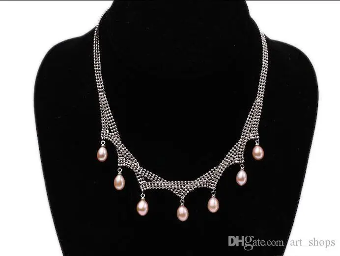 Фото Очаровательное розовое ожерелье цепочка из пресноводного жемчуга в форме капли