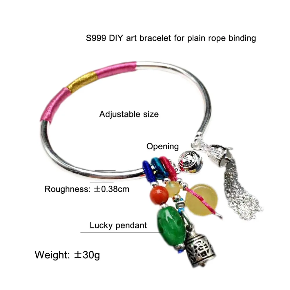 S999 silver DIY art bracelet for plain rope binding Individual character pendant design art student sweet han feng bracelet
S999 silver DIY art bracelet for plain rope binding Individual character pendant design art student sweet han feng bracelet