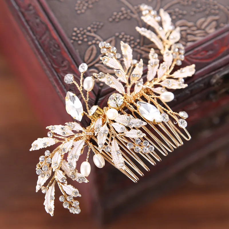 SLBRIDAL Gold Wired Rhinestones Crystal Pearls Flower Wedding Hair Comb Hair Pin Bridal Headpiece Hair accessories Hair Stickers
SLBRIDAL Gold Wired Rhinestones Crystal Pearls Flower Wedding Hair Comb Hair Pin Bridal Headpiece Hair accessories Hair Stickers