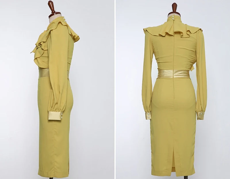 BGTEEVER Vintage Lantern Sleeve Lace Up Female Pencil Dress 2020 Elegant Ruffles Slim Waist Women Dresses OL Style Vestidos
BGTEEVER Vintage Lantern Sleeve Lace Up Female Pencil Dress 2020 Elegant Ruffles Slim Waist Women Dresses OL Style Vestidos