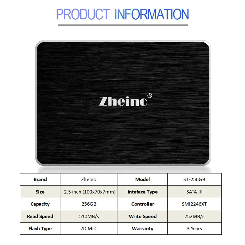 Zheino 2 5 дюймов SATA3 256 ГБ SSD жесткий Дирв высокая скорость 2D MLC NAND Flash не TLC 7 мм S1-256GB