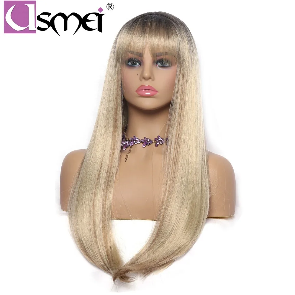 Usmei Blonde 24inch Long Synthetic Wig Bangs Black Brown Root Natural Headline Heat Resistant Hair Wigs for Women 130% cosplay
Usmei Blonde 24inch Long Synthetic Wig Bangs Black Brown Root Natural Headline Heat Resistant Hair Wigs for Women 130% cosplay