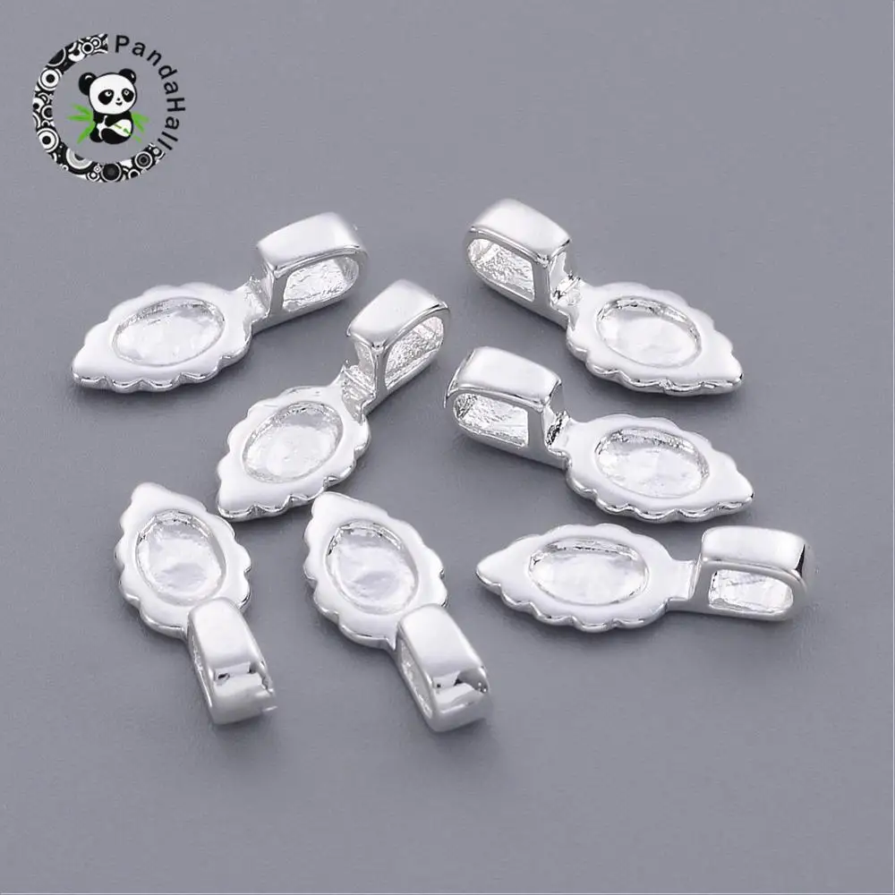 Brass Glue-on Flat Pad Bails, Leaf, Silver Color, about 6.5mm wide, 16mm long, 1.5mm thick, hole: 3x2mm
Brass Glue-on Flat Pad Bails, Leaf, Silver Color, about 6.5mm wide, 16mm long, 1.5mm thick, hole: 3x2mm