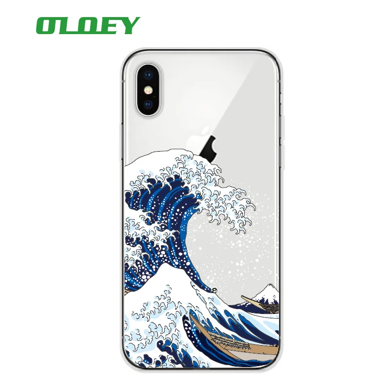 Мягкий ТПУ чехол для телефона с изображением Великой волны канагава iPhone 11 12 Pro Max