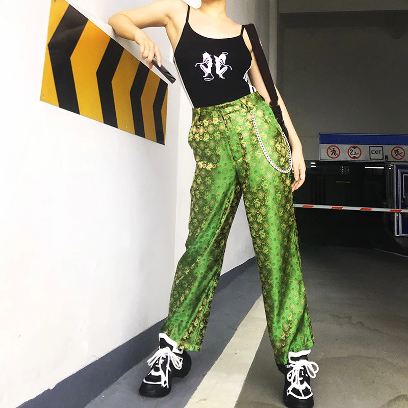 Chinese Style Dragon Vintage Straight Wide Leg Pants Women High Waisted Chains Trousers Female Bottom Ladies Casual Pantalones
Chinese Style Dragon Vintage Straight Wide Leg Pants Women High Waisted Chains Trousers Female Bottom Ladies Casual Pantalones