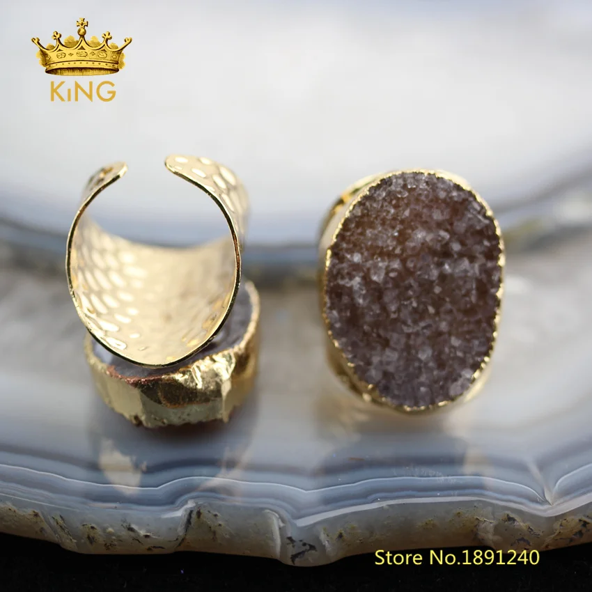 5 шт Случайные Druzy Цвет распродажа модные кольца Натуральный Drusy Achate