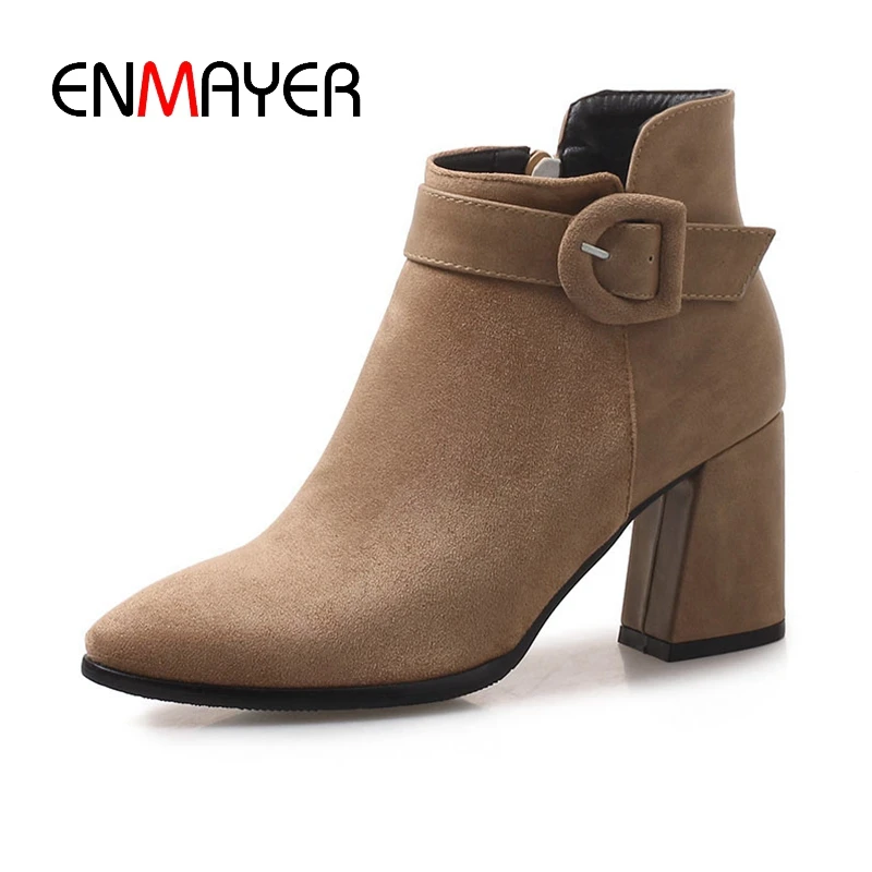 ENMAYER New Fashion women solid pointed toe zip ankle boots lady square heel ankle boots Big Size 34-43 ZYL640
ENMAYER New Fashion women solid pointed toe zip ankle boots lady square heel ankle boots Big Size 34-43 ZYL640