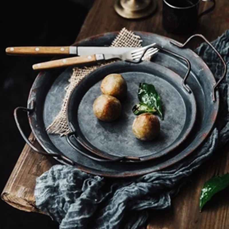 KINGLANG Round wrought iron belt storage tray bread tray tray home decoration 
KINGLANG Round wrought iron belt storage tray bread tray tray home decoration