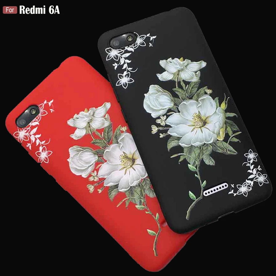 Чехол с объемным рельефным цветком для Xiaomi Redmi 6A роскошный мягкий силиконовый