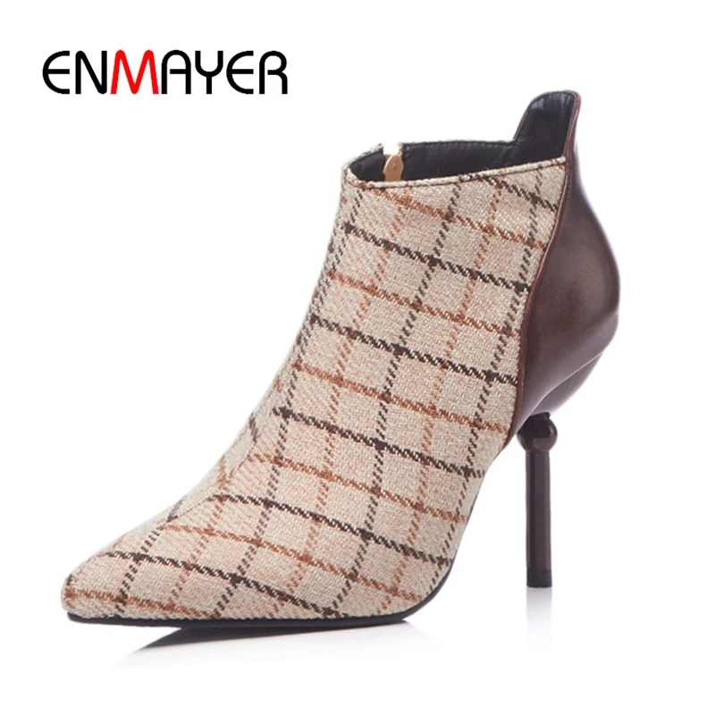 ENMAYER New Fashion women gingham color block thin heel ankle boots lady high heel boots Size 34-43 ZYL797
ENMAYER New Fashion women gingham color block thin heel ankle boots lady high heel boots Size 34-43 ZYL797