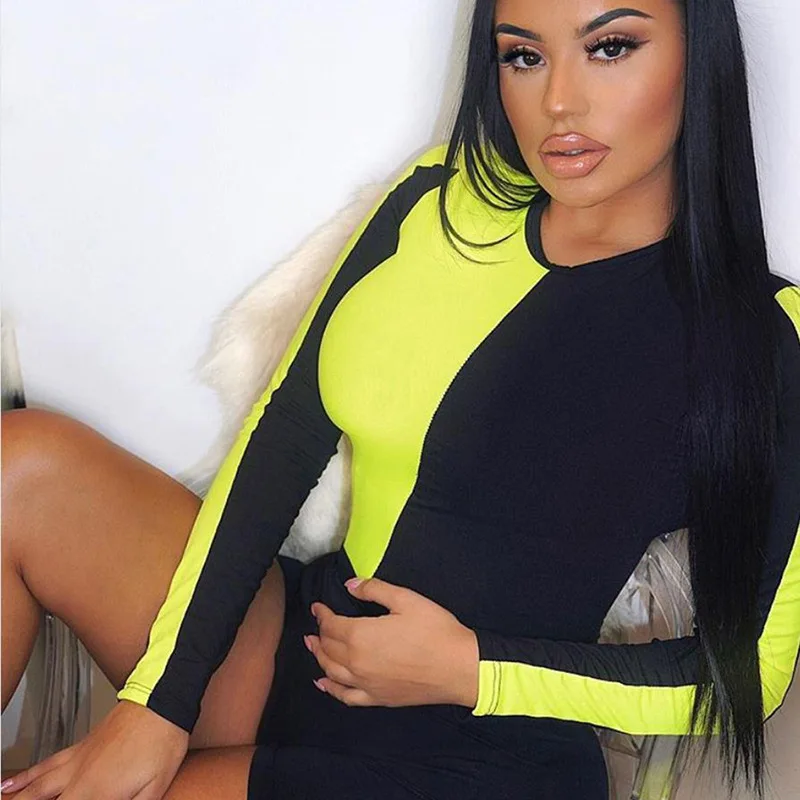Women Long Sleeve Patchwork Color Block Autumn Bodysuit Fashion Clothing Streetwear Neon Patchwork Skinny Sexy Rompers One Piece
Women Long Sleeve Patchwork Color Block Autumn Bodysuit Fashion Clothing Streetwear Neon Patchwork Skinny Sexy Rompers One Piece