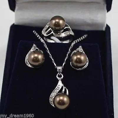 Hot selling free shipping*****Genuine 10mm Brown South Sea Shell Pearl Earrings Pendant Necklace Ring Set 789
Hot selling free shipping*****Genuine 10mm Brown South Sea Shell Pearl Earrings Pendant Necklace Ring Set 789