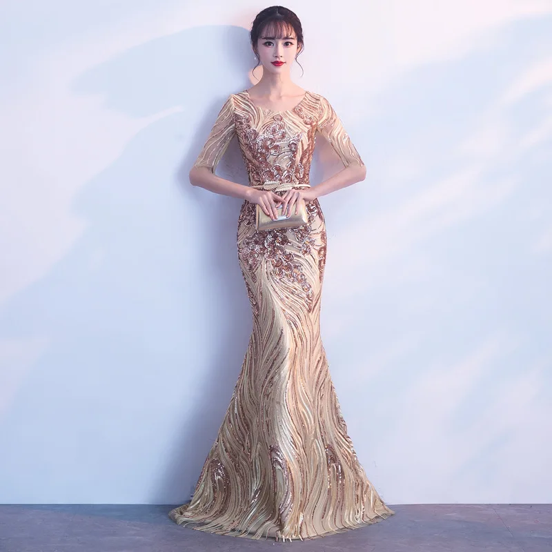 Elegant Dress For Women Fashion Sexy Shining Sequined Vintage Slim Long Mermaid Party Dresses Plus Size robe femme vestidos 
Elegant Dress For Women Fashion Sexy Shining Sequined Vintage Slim Long Mermaid Party Dresses Plus Size robe femme vestidos