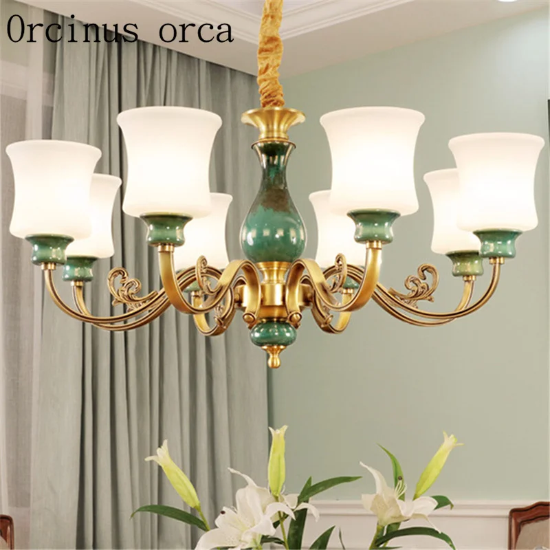New American country garden whole copper chandelier living room dining room European style luxury jade green Chandelier
New American country garden whole copper chandelier living room dining room European style luxury jade green Chandelier