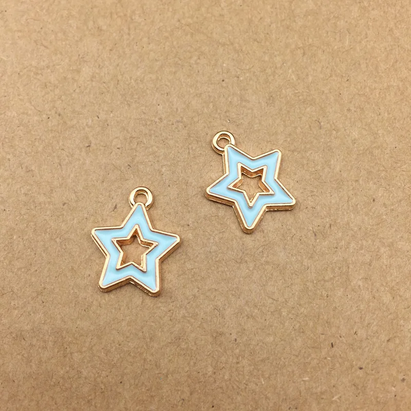 10pcs DIY fashion metal enamel hollowed out hollow star charms bracelet pendants for necklace earring jewelry making material | Украшения и