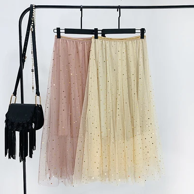 New Women Sequins Mesh Spliced High Waist Pleated Skirt Women Elegant A Line Skirt Elastic High Waist Summer Autumn Long Skirts
New Women Sequins Mesh Spliced High Waist Pleated Skirt Women Elegant A Line Skirt Elastic High Waist Summer Autumn Long Skirts