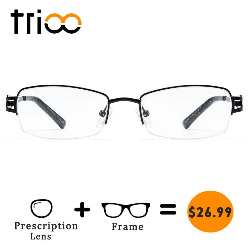 TRIOO Myopia Reading Glasses Women Prescription Eyeglasses Semi-Rimless Metal Frame Clear Lens Eyewear Computer Spectacles Black
TRIOO Myopia Reading Glasses Women Prescription Eyeglasses Semi-Rimless Metal Frame Clear Lens Eyewear Computer Spectacles Black