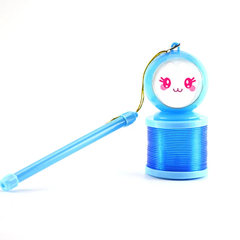 lantern rainbow circle cartoon toys design Flash plastic spring coil With the rod and rope luminous lighting |