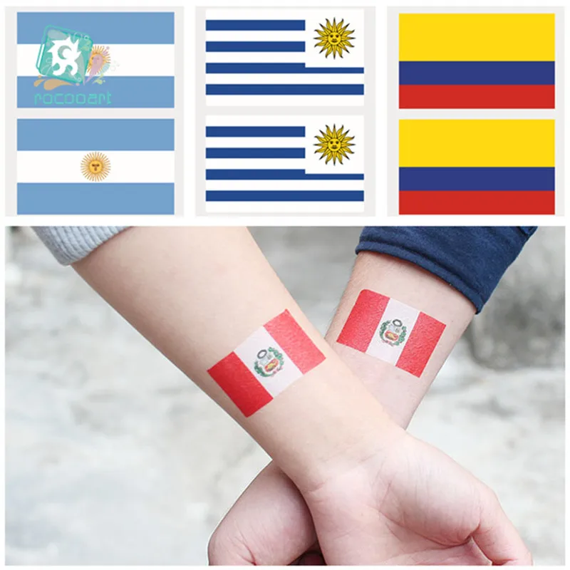 2018 футбольная игра флаги Перу Колумбии Uruguay Аргентина временные тату наклейки