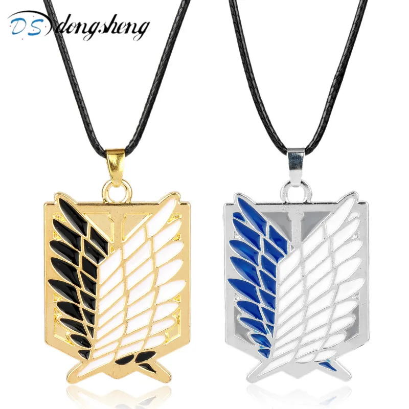 

dongsheng Hot Attack on Titan Necklace Survey Corps Logo Anime Wings of Liberty Pendant Necklace Shingeki no Kyojin Necklace