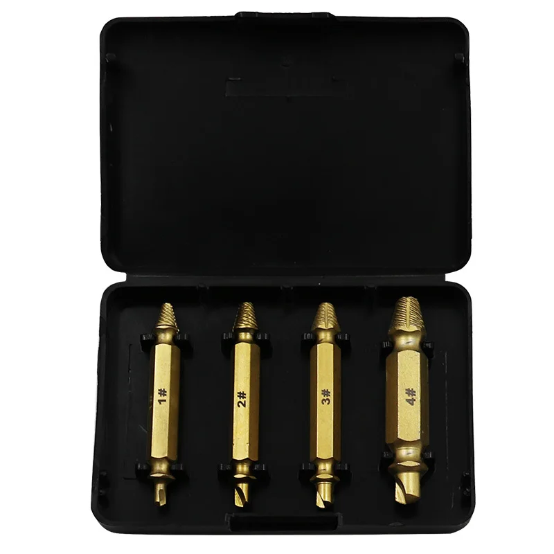 4pcs Titanium Broken Bolt Damage Screw Remover Extractor Drill Bits Easy Out Stud Reverse
4pcs Titanium Broken Bolt Damage Screw Remover Extractor Drill Bits Easy Out Stud Reverse