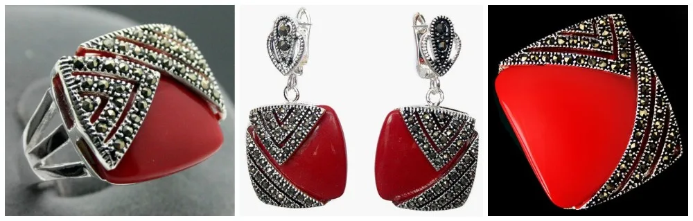 Noble Red Carved Lacquer Marcasite 925 Sterling Silver Square Ring(#7-10) Earrings & Pandent jewelry sets
Noble Red Carved Lacquer Marcasite 925 Sterling Silver Square Ring(#7-10) Earrings & Pandent jewelry sets