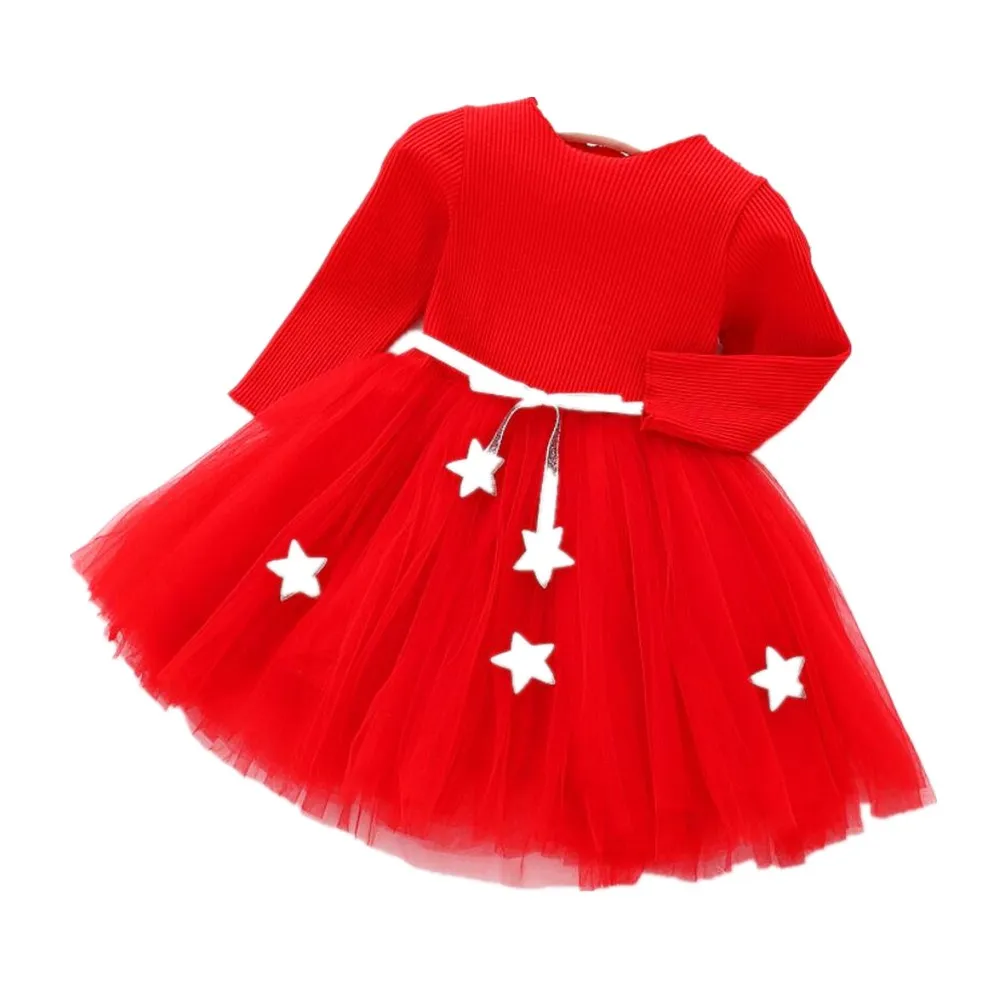 Вязаное Сетчатое платье для маленьких девочек на осень и зиму Новое Модное