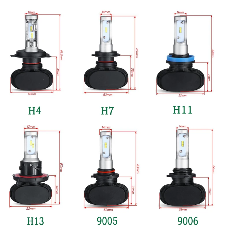 

2Pcs H7 LED H4 Auto Car Headlight 9005 9006 H3 H13 H8 880 H27 9004 9007 H11 LED H1 S1 50W 8000LM 6500K Automobile Bulb CSP Lamp