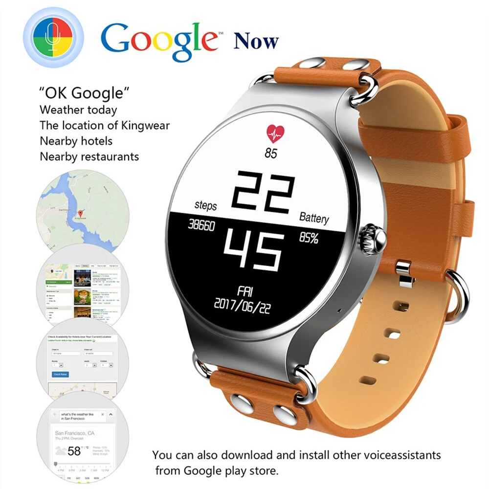 KingWear KW98 3g Smartwatch 8 Гб gps часы телефон Android 5 1 MTK6580 4 ядра 39 дюймов монитор сердечного