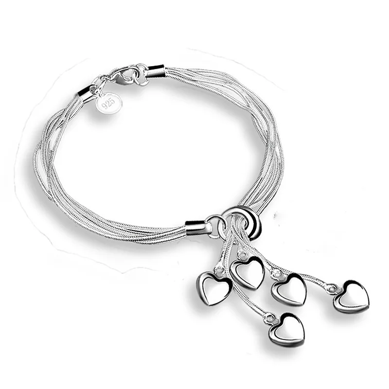 Роскошный браслет с подвесками женский из стерлингового серебра серебряные