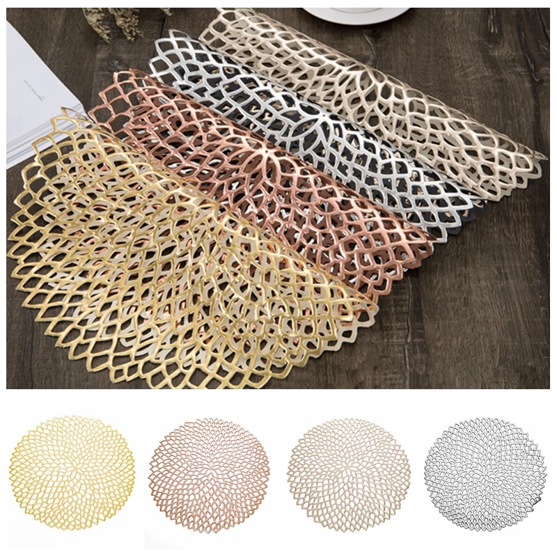 38cm Placemat For Dining Table PVC Plastic Hollow Insulation Round Baroque Mediterranean Coaster Pads Table Bowl Mats Home Decor
38cm Placemat For Dining Table PVC Plastic Hollow Insulation Round Baroque Mediterranean Coaster Pads Table Bowl Mats Home Decor
