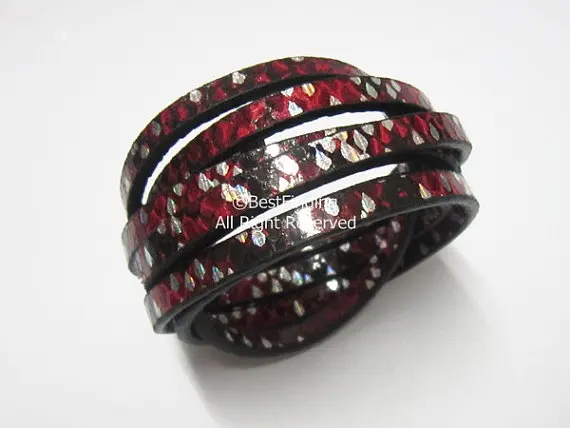 5x2 мм красный блестящий плоский кожаный шнур 5 из змеиной кожи|flat leather cord 5mm|leather