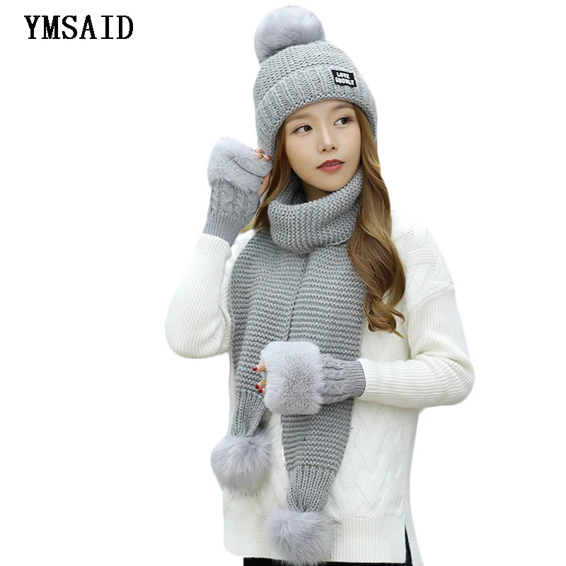 Fashion Ski Woman Winter Hat Scarf Gloves Sets Girls Warm Thick Hat Glove 3pcs Sets Cashmere Knitted Hats Scarf Set For Feamle
Fashion Ski Woman Winter Hat Scarf Gloves Sets Girls Warm Thick Hat Glove 3pcs Sets Cashmere Knitted Hats Scarf Set For Feamle