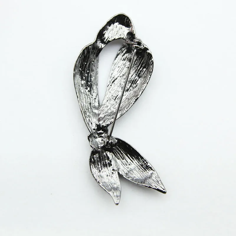 RHao Simple Black Rhinestone Bow Brooches Retro Crystal Ribbon Bowknot brooches for Women clothes hat jewelry pins corsage | Украшения и