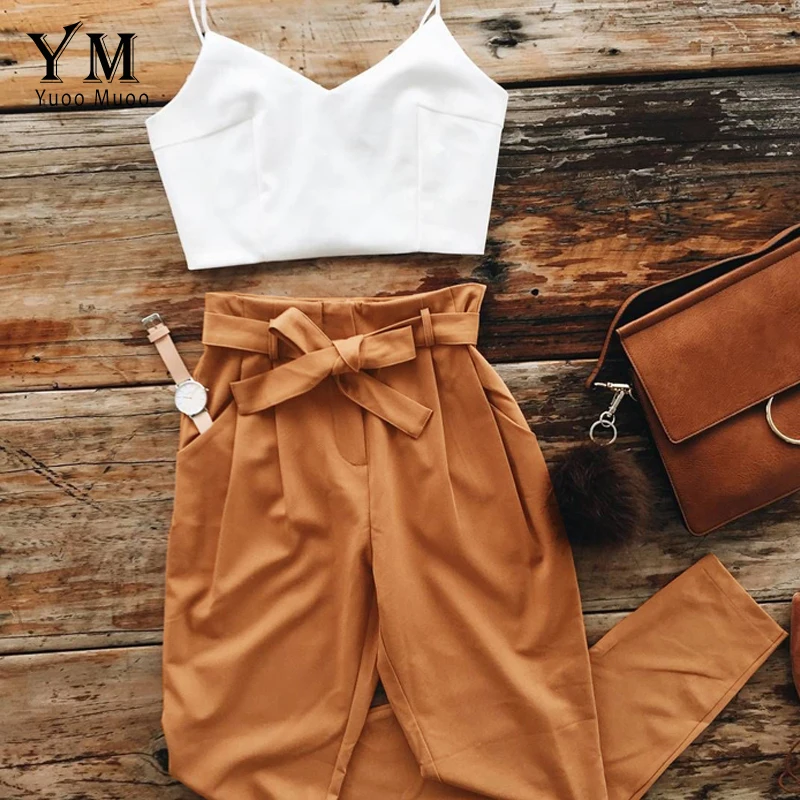 YuooMuoo Summer 2019 Crop Top and Long Pants Two Piece Set Tracksuit Women Spaghetti Strap 2 Piece Sets Outfits ensemble femme
YuooMuoo Summer 2019 Crop Top and Long Pants Two Piece Set Tracksuit Women Spaghetti Strap 2 Piece Sets Outfits ensemble femme