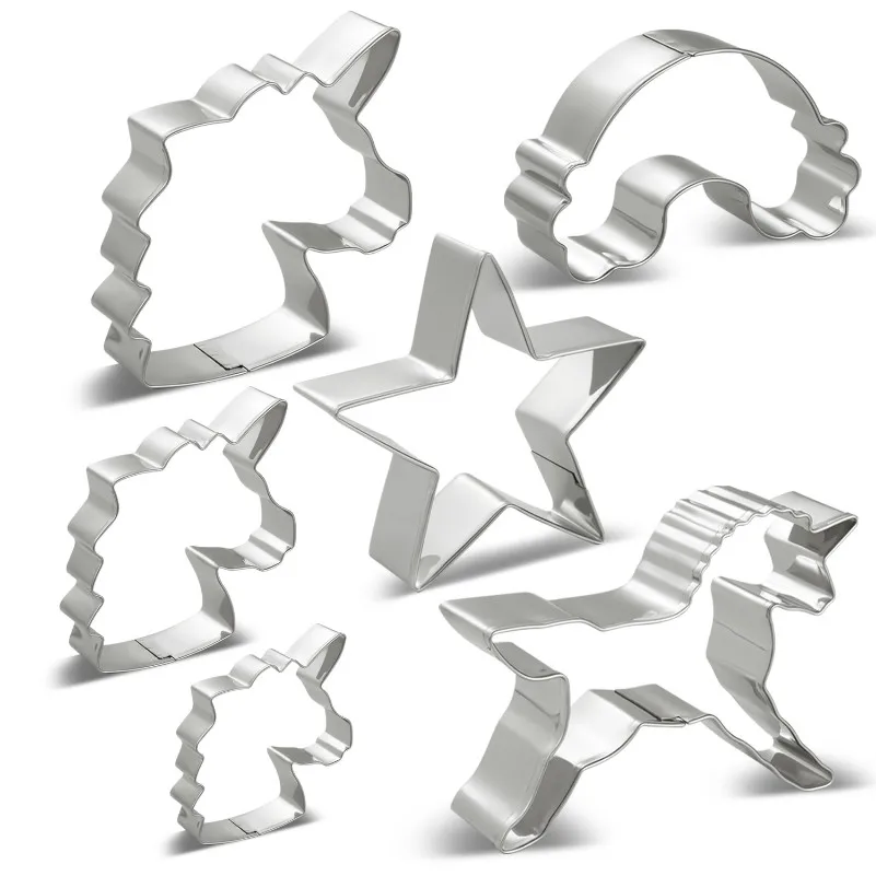 KENIAO 6pcs Unicorn Cookie Cutters Set Stainless Steel Mould Unicorn Head Large/Medium/Small Size Unicorn Rainbow Stars Cutter
KENIAO 6pcs Unicorn Cookie Cutters Set Stainless Steel Mould Unicorn Head Large/Medium/Small Size Unicorn Rainbow Stars Cutter