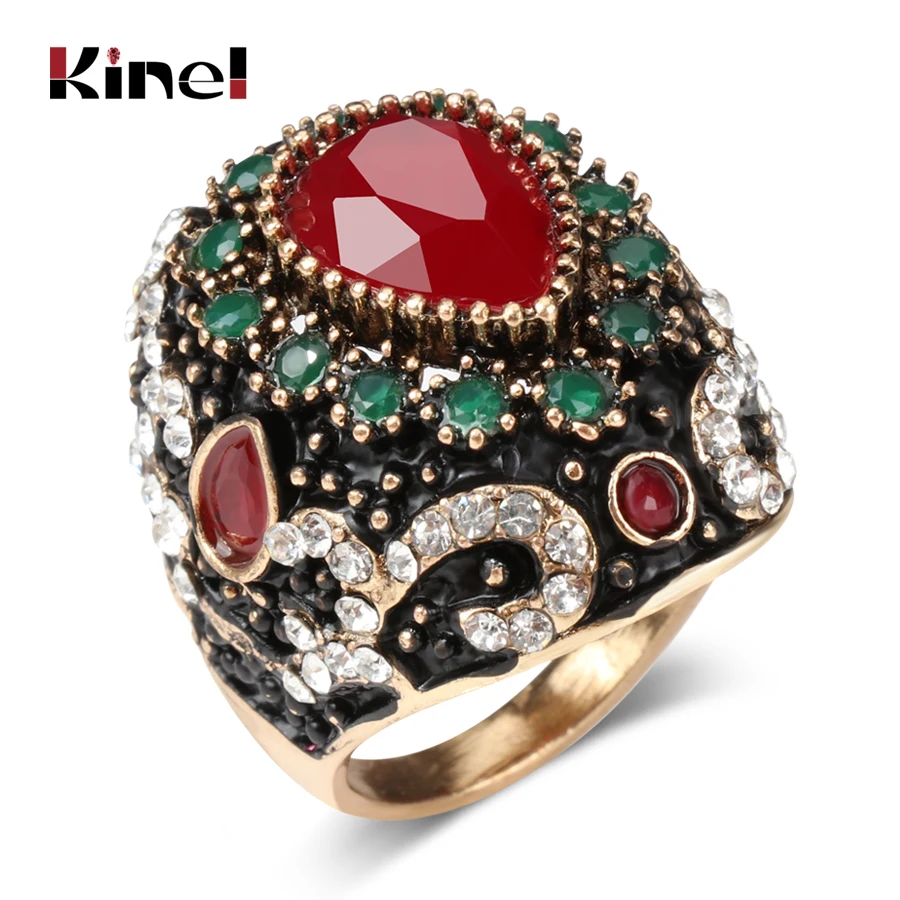 Kinel Hot Big Crystal Flower Rings Turkish Vintage Wedding Jewelry Antique Gold Color Finger Ring For Women Christmas Gifts
Kinel Hot Big Crystal Flower Rings Turkish Vintage Wedding Jewelry Antique Gold Color Finger Ring For Women Christmas Gifts