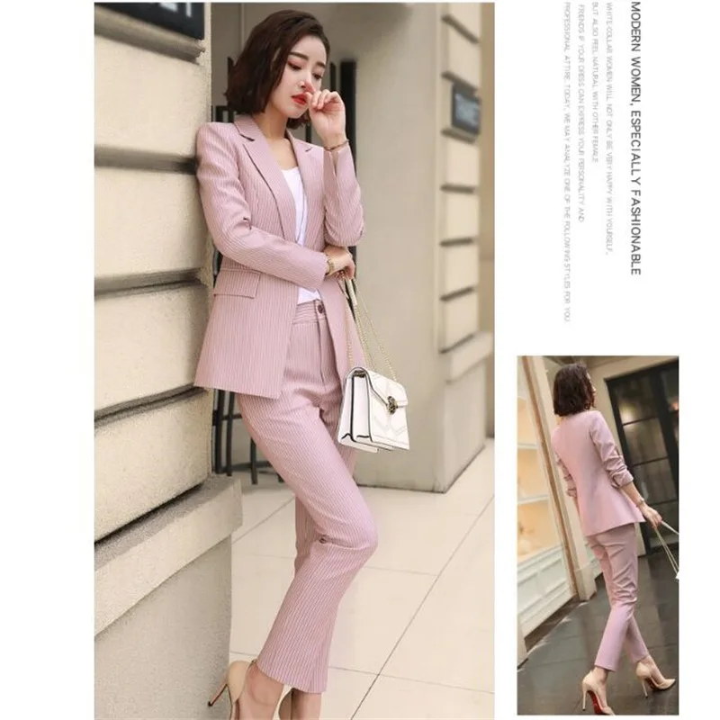Женский костюм с длинным рукавом, костюм со штанами в полоску на весну и осень, офисный темпераментный костюм для девушек, высококачественный деловой повседневный костюм
Женский костюм с длинным рукавом, костюм со штанами в полоску на весну и осень, офисный темпераментный костюм для девушек, высококачественный деловой повседневный костюм
