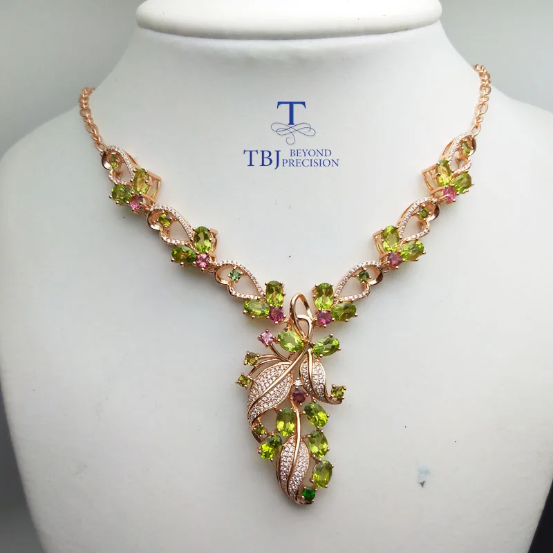Женские вечерние ювелирные изделия TBJ серебряное ожерелье с натуральным камнем