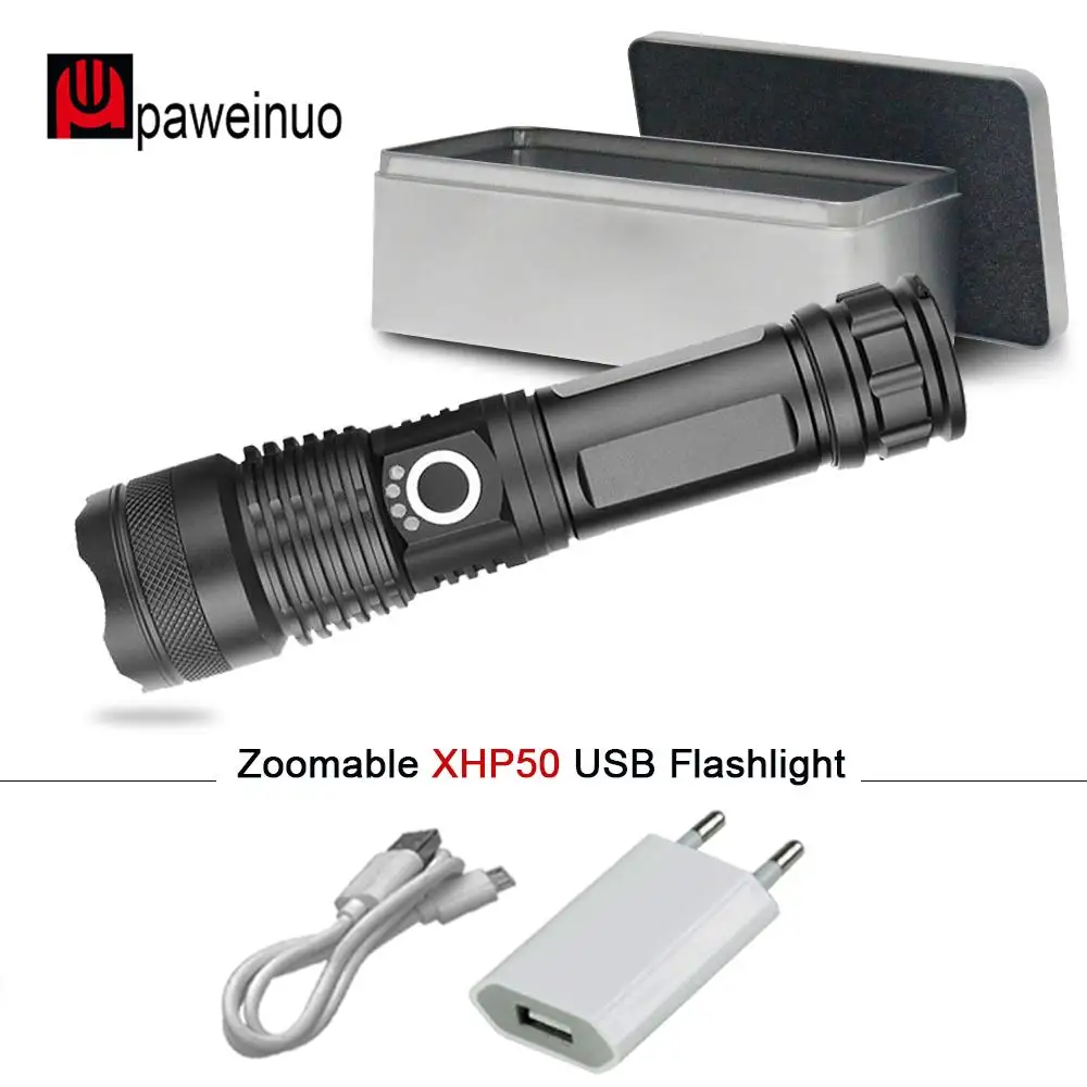 Высокая мощность фонарик cree xhp50 светодиодный USB зарядное устройство
