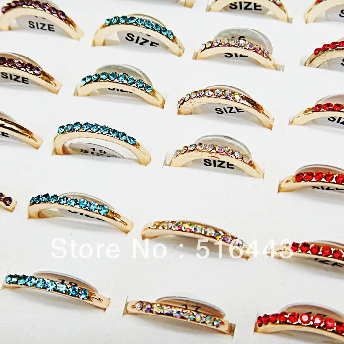 Charms 30pcs Mix Color Czech Rhiensotnes Fashion Womens Engagement Wedding Gold Rings Wholesale Jewelry Lots A-200
Charms 30pcs Mix Color Czech Rhiensotnes Fashion Womens Engagement Wedding Gold Rings Wholesale Jewelry Lots A-200