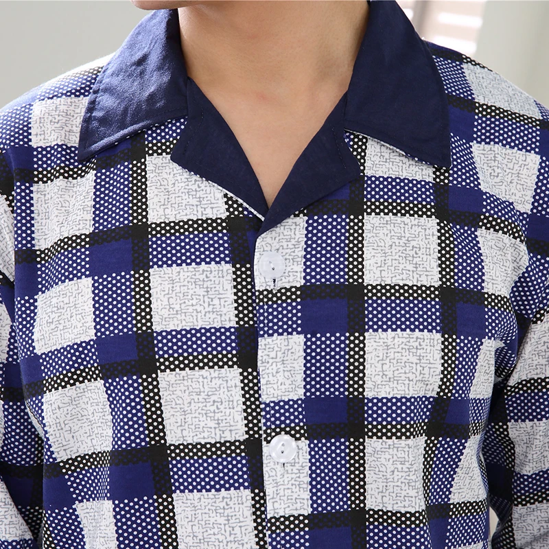 High Quality Cotton Long Sleeve Men Pajama Sets Cardigan Casual Sleepwear Suit Men's Pyjamas Spring Autumn Male Homewear HS759 | Мужская