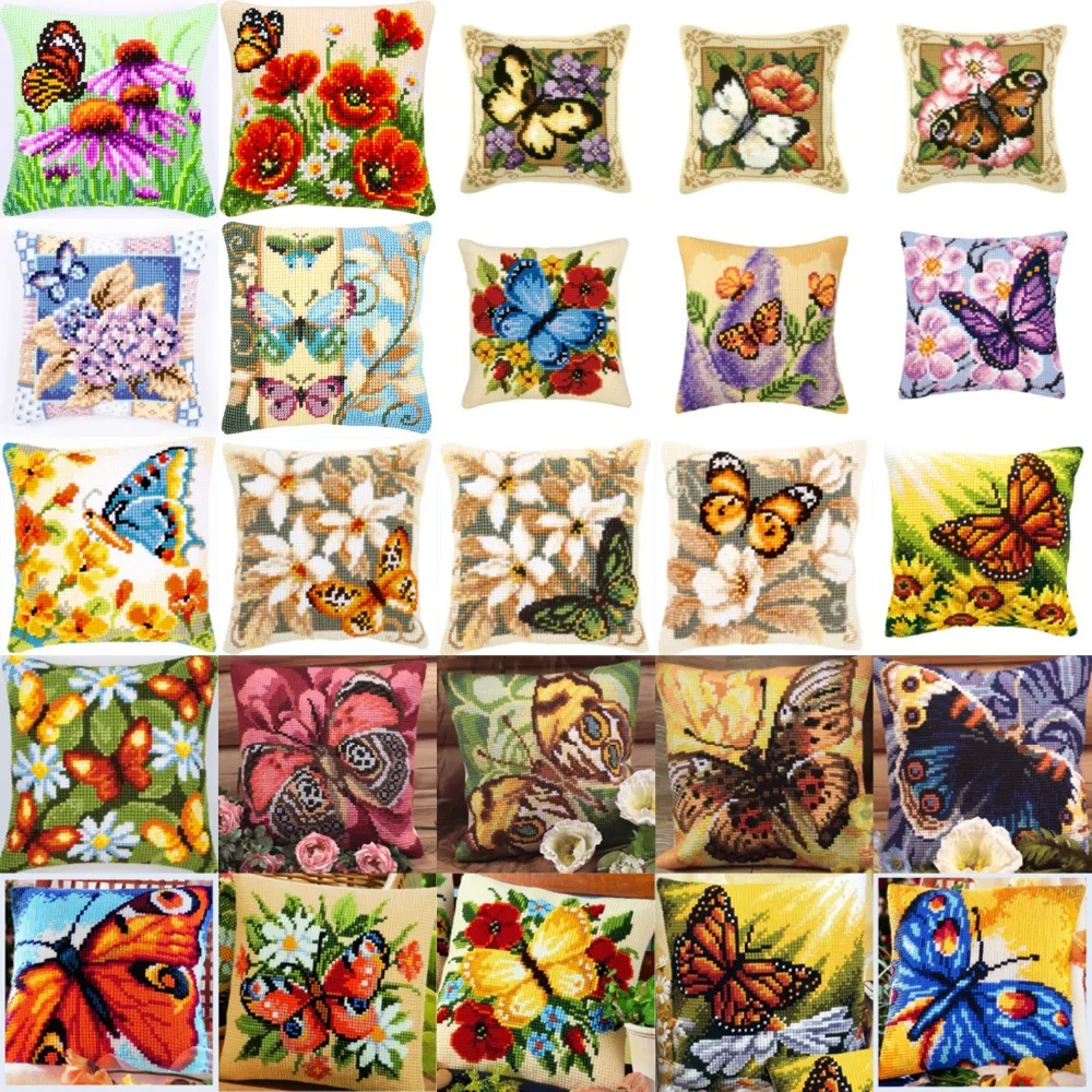 125 butterfly NEW DIY Needlework Kit Acrylic Yarn Embroidery Pillow Tapestry Canvas Cushion Front Cross Stitch Pillowcase-
125 butterfly NEW DIY Needlework Kit Acrylic Yarn Embroidery Pillow Tapestry Canvas Cushion Front Cross Stitch Pillowcase-