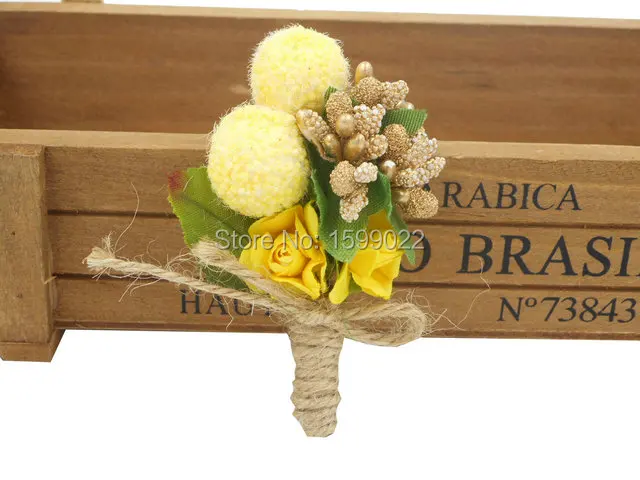 Shabby Chic Boutonniere Groom Flower Gold Yellow Brooch Rustic Buttonhole Outdoor Wedding Decorations Anniversary Party Gifts
Shabby Chic Boutonniere Groom Flower Gold Yellow Brooch Rustic Buttonhole Outdoor Wedding Decorations Anniversary Party Gifts